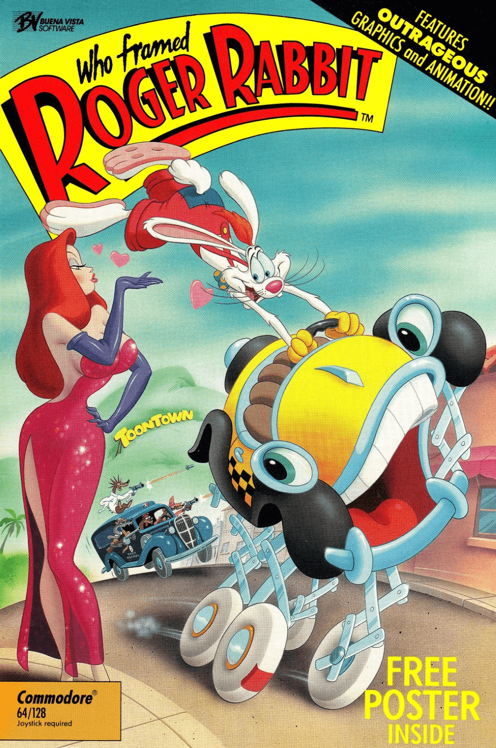 Who Framed Roger Rabbit? box art for Commodore 64